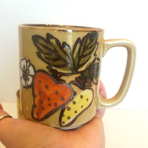 Vintage Mid Century Stoneware Speckled Coffee Mugs Made in Japan - Picture 5 of 8